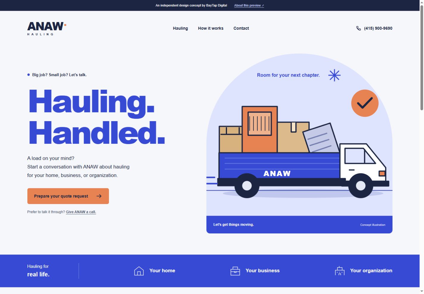 BayTap Concept — redesigned website concept